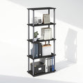 Furinno Turn-N-Tube Book Shelf, 5-Tier Bookshelf, Bookcase with Multipurpose Compact Display Rack, 11.6 x 23.6 x 57.4, for Living Room, Bedroom, Home Office, Black/Grey