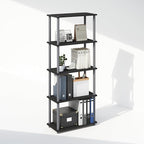 Furinno Turn-N-Tube Book Shelf, 5-Tier Bookshelf, Bookcase with Multipurpose Compact Display Rack, 11.6 x 23.6 x 57.4, for Living Room, Bedroom, Home Office, Black/Grey