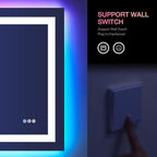 LOAAO 48"X40" LED Bathroom Mirror with Lights, Anti-Fog, Dimmable, RGB Backlit + Front Lighted, Bathroom Vanity Mirror for Wall, Memory Function, Waterproof, Tempered Glass