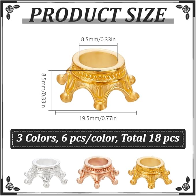 18 Pcs 3 Colors Mini Crown Crystal Ball Stands, Vintage Decor Metal Tabletop Display Pedestals for Natural Crystal Ball Collection and Home Decoration