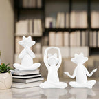 Suoedd White Frog Figurines Yoga Decor Set of 3 –Frog Yoga Statues for Modern Living Room Table Office Bookshelf Shelves Home Sculptures Decor