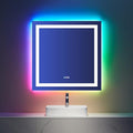 LOAAO 36"X36" LED Bathroom Mirror with Lights, Anti-Fog, Dimmable, RGB Backlit + Front Lighted, Bathroom Vanity Mirror for Wall, Memory Function