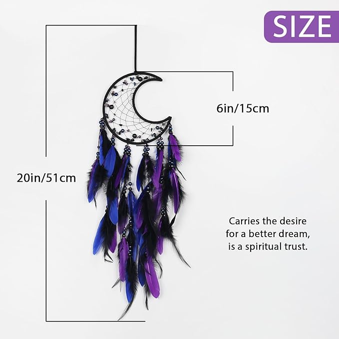 Pretty Jolly Moon Dream Catchers Wall Decor with Crystals Crescent Handmade Dream Catcher Pink Grey Feathers Dreamcatchers Wall Hanging for Girls Bedroom Wedding Wish Blessing Gift