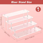 4 Tier Acrylic Display Risers, Clear Perfume Organizer Stand, Large Cupcake Stand Holder, Dessert Display for Party, Display Shelf for Figure and Collection, Riser Stand for Decoration and Organizer