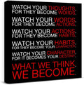 Watch Your Thoughts Motivational Classroom Posters, Inspirational Wall Decor Modern Canvas Painting Wall Art Framed Paintings for Office Living Room Bedroom Home Decorations, 8 x 8 Inches