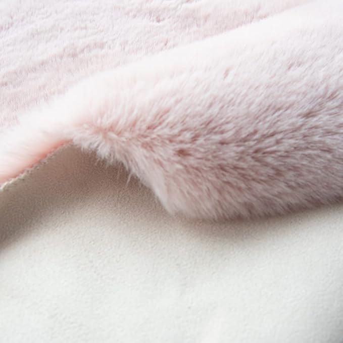 Pink Fuzzy Washable Furry Area Rugs for Living Room Faux Rabbit Fur Nursery Rug for Bedroom 2x4 Runner Rug