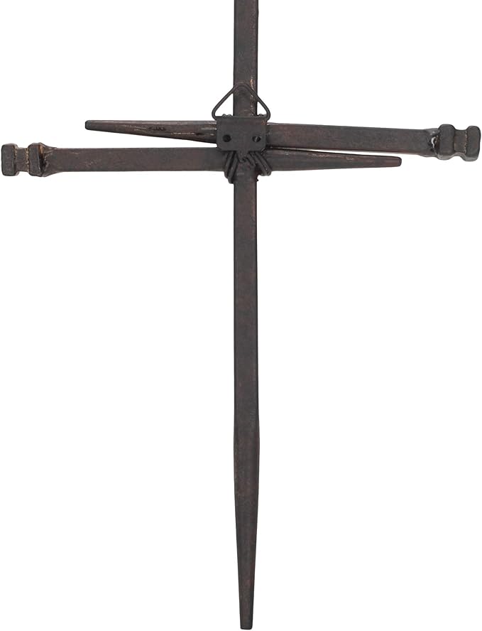 Dicksons Small Three Driven Nails Brown Rust Look 8.5 Metal Wall Cross