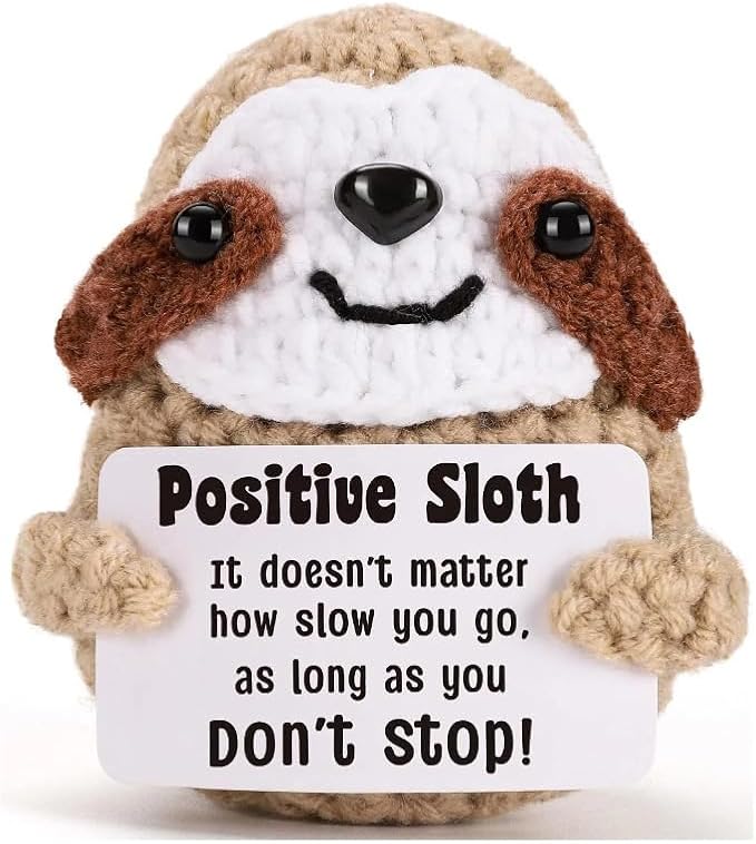 mini Positive Dolls Bulk Gifts - 4pcs Cute Emotional Support Animals Desk Decor with Cards, Emotional Support Crochet Animals for Friends, Funny Knitted Small Gifts for Christmas.