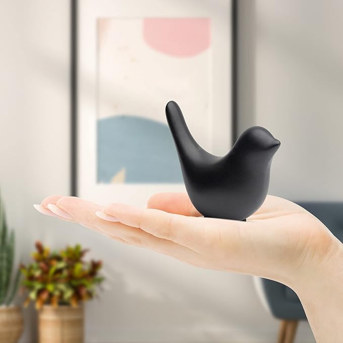 Notakia Small Birds Statues Home Decor Modern Style Decorative Ornaments for Living Room Decor, Bedroom, Office Desktop, Cabinets (Black 2Pcs Birds)