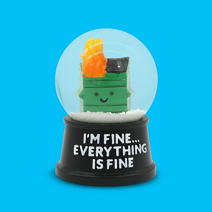 Funny Novelty Snow Globe – Quirky Mini Desk Gift for Office, Home, or Holiday – Unique Collectible Gag Gift for Friends and Coworkers - Dumpster Fire
