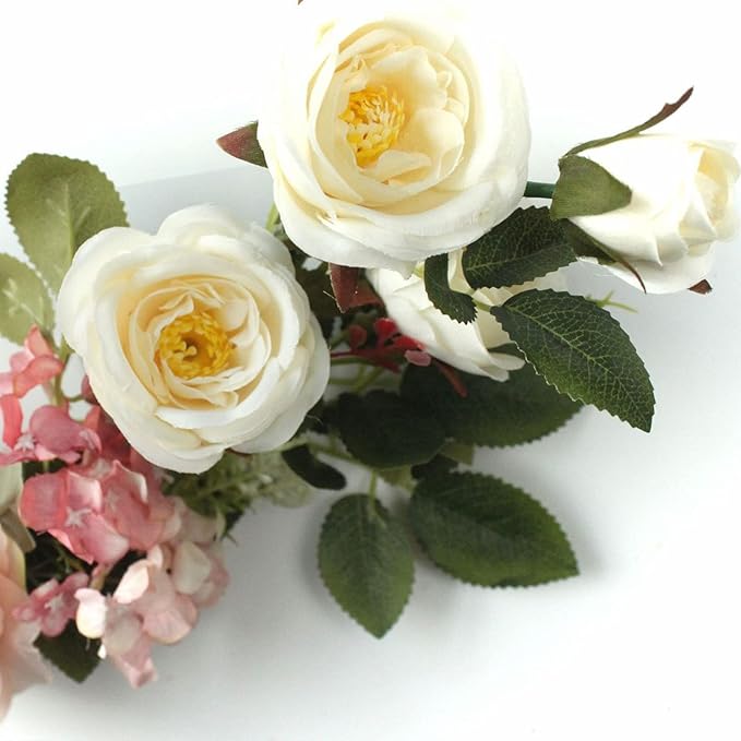 2Pcs Artificial Peony Flower Swag 16in Decorative Swag with Eucalyptus Leaves, Decorative Floral Swag, Artificial Rose Swag, Silk Floral Swag Wedding Arch Flowers for Ceremony Home Wall Door(Pink)