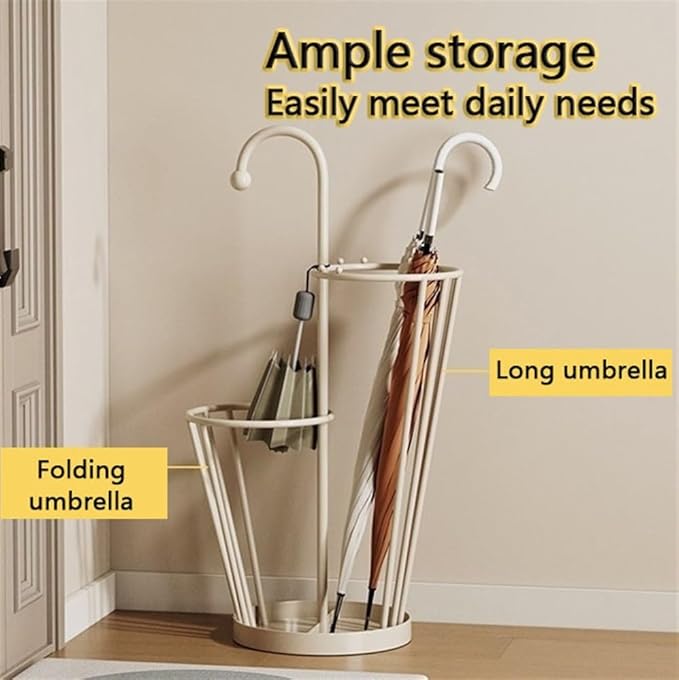 Umbrella Stand, Umbrella Holder, Freestanding Umbrella Basket with Drip Tray, Modern Iron Frame Umbrella Storage, Indoor Umbrella Holder for Entryway(Orange)