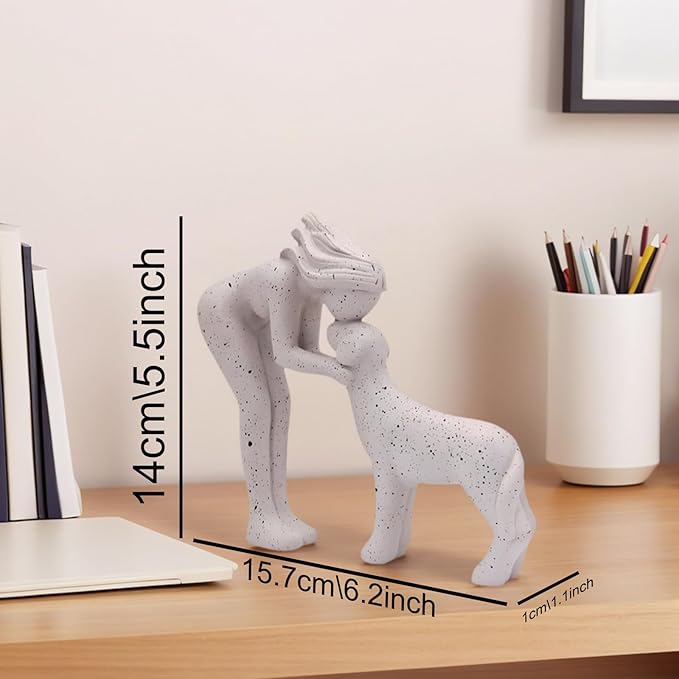 Modern Dog Sculpture - Home Decor Statue for Shelf, Desk & Living Room, Pet Memorial Gift for Dog Lovers, Minimalist Figurine Accent