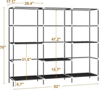 83" Closet Wardrobe, Portable Closet for Bedroom, Freestanding Clothes Rack with Non-Woven Fabric Cover, 5 Hanging Rods, 6 Storage Shelves, Clothes Storage Organizer, Black