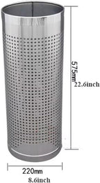 LINKIO Entrance Free-Standing Umbrella Stand Metal Round Umbrella Stand Rack, Freestanding Umbrella Bins Bucket Cane Holder for Umbrella, Cane, Walking Stick Long Umbrella Cane Stand (Color : Silver)