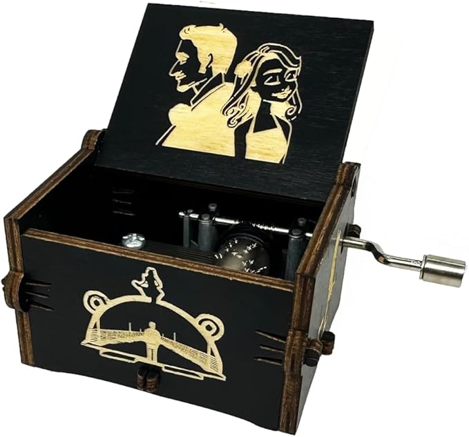 Youtang Lalaland Music Box Hand Crank Musical Box Carved Wooden,Play (Lalaland Theme, Black)
