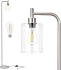 Ziisee Floor Lamps for Living Room - Industrial Standing Lamp with Glass Shade, Modern Floor Lamp with LED Bulbs, Tall Lamp for Bedroom Office - Brushed Nickel