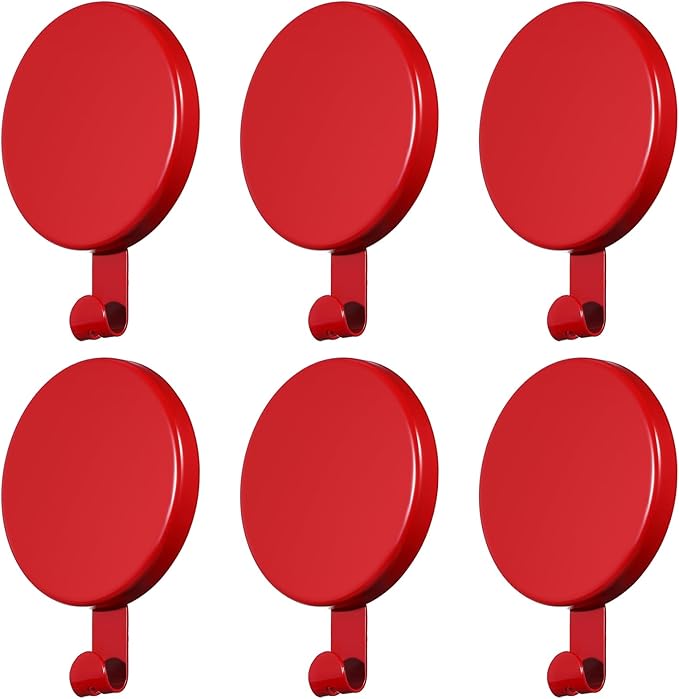 Jetec 6 Pcs Magnet Hooks Magnetic Wreath Hanger Wreath Holder for Fridge Refrigerator Metal Door Glass Door Surfaces Keys Kitchen Home Christmas Party Hanging Supplies Decoration(Festive Red,2.7 Inch)