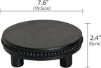 dwellington Farmhouse Beaded Wood Tray Risers for Display, 7.6” Wooden Decorative Tray for Kitchen Home Decor, Display Pedestal Stand for Countertop, Black Round Wood Riser for Soap Dish