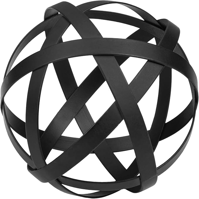 Everydecor Metal Decorative Sphere for Home Decor - Decorative Balls for Shelves, Centerpiece Bowls, Bookshelf - Decoration Orbs Accents for Living Room, Bedroom - Distressed Black Shelf Spheres