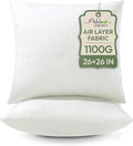 Ashler Throw Pillow Inserts 26 x 26 Inches Set of 2,Firm and Fluffy Decorative Square Pillows with Air Layer, Indoor Square Cushion Stuffer for Couch Bed Sofa and Living Room