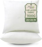 Ashler Throw Pillow Inserts 26 x 26 Inches Set of 2,Firm and Fluffy Decorative Square Pillows with Air Layer, Indoor Square Cushion Stuffer for Couch Bed Sofa and Living Room