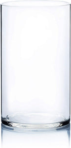 WGV Cylinder Vase, Width 7", Height 12", Clear Wide Large Diameter Flower Glassware, Floral Container, Planter Terrarium for Wedding Party Event, Home Accent Decor, 1 Piece