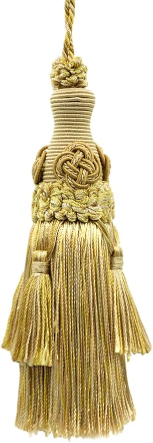DÉCOPRO Elegant 7" Accented with Rosette and Tassels # BKT, Gold Medley #8633 (Two-Tone Gold, Beige) Individually Sold