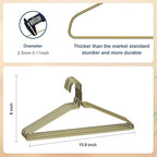 SPECILITE Wire Metal Clothes Hangers Bulk 50 Pack for Standard Size Suits, Coats, Shirts, Pants, Skirts, Space Saving, Non Slip,16 Inch 12 Gauge Ultra Thin, Bronze
