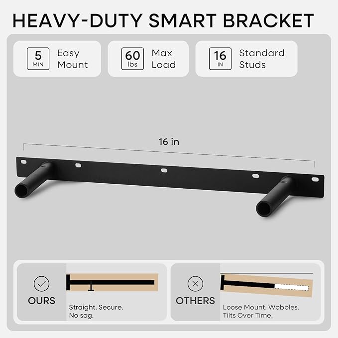 Homeforia Classic Walnut 24 inch Floating Shelf, High End Solid Real Wood Small 24inch Floating Shelves for Wall Mounted, 24in Floating Shelves, Heavy Duty Bracket, 24 X 6.5 X 1.75 inches, Set of 4