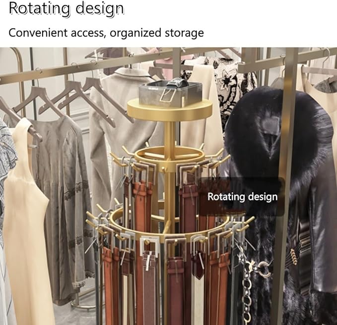 Floor Standing Belt Retail Rack, Rotating Belt Display Stand with Wheels, Metal Retail Display with Bottom Round Storage Basket, Commercial Retail Display Racks(Black)
