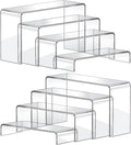 FUNFERY Acrylic Display Risers, 2 Set(7.8" L~8.2" L~8.6" L~9”L) Display Shelf for Figure, Collectibles, Cupcake, Clear Acrylic Stands for Dessert, Jewelry, Candy Showcase, 4 Tier Action Figure Stand