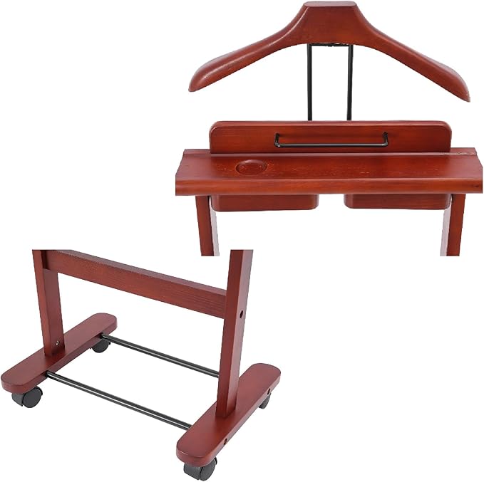 Freestanding Mens Valet Stand with Drawer, Rolling Suit Hanger Butler Clothes Rack with Base, for Office Living Room Bedroom