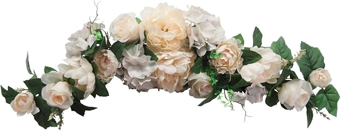 32" Rose/Peony/Hydrangea Swag for Wedding Party Home Garden, Wedding Arch Garden Wall Decoration, Weddings, Beige