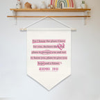 Christian Banner Decor,Inspirational Bible Verse Canvas Flag Banner,Positive Christ Wall Art Poster for Playroom Nursery,Kids Room Decor 11x16 Inch(KD15)