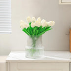 Ribbed Glass Vase, Flower Vase, Fluted Clear Vases for Flowers, Modern Vases for Living Room, Dining Table, Entryway, Shelf, Wedding, Office, Coffee Table, Birthday, 7.5 Inches