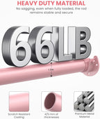Closet Rods for Hanging Clothes, 17 to 54 Inches Stepless Adjustable Metal Closet Rod, 1.3 Inches Heavy Duty Clothes Hanging Rod for Closet Wardrobes Laundry RV, Pink