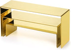 Hedume Set of 3 Shoe Handbag Display Stand, Gold Stainless Steel Purse Display Risers, Countertop Risers for Perfume Handbag Shoe Jewelry Holder