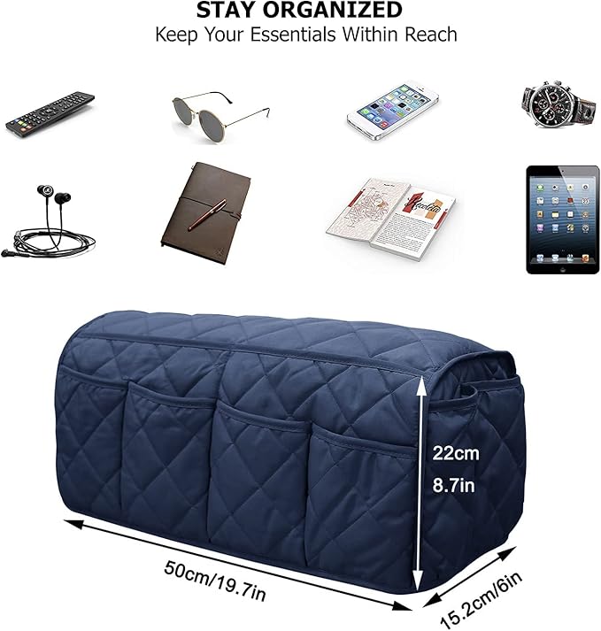 Armchair Caddy,Non Slip Recliner Organizer,Waterproof Sofa Armrest Organizer, Remote Control Holder for Recliner.Chair Arm Organizer with 14 Pockets for TV Remote, Phone, Magazine