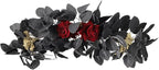 Artificial Flower Swag, Rose Eucalyptus Floral Swag Black Decorative Swag, Decorative Swag with Black Eucalyptus Leaves for Halloween Home Front Door Lintel Wedding Arch Party Tabletop Wall Decor(A2)