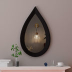 34" x 20" Irregular Wall Mirror, Black Wooden Framed Mirror, Asymmetrical Wall Mirror for Living Room Bedroom Bathroom Entryway, Small Modern Decorative Hanging Hook Style Mirror