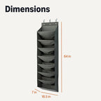 Amazon Basics 8 Tier Over the Door Shoe Organizer, Large Capacity Space Saving Hanging Shoe Storage for Closet and Dorm, Dark Grey