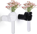 2 Pieces Wall Sculptures, Hands Vase Home Decor, Wall Mount Art Sculpture, Unique Wall Art Statue, Funky Flower Vase Decorations, Modern Eclectic Hanging Decor,Hands Statue (Black&White)