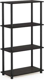 Furinno (99557EX/BK) Turn-N-Tube 4-Tier Multipurpose Shelf Display Rack - Espresso/Black