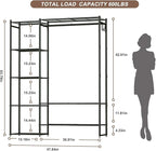 Neprock Wardrobe Closet, Portable Clothing Rack for Hanging Clothes, Free Standing Closet Organizers and Storage System with 4 Tiers Shelves for Cloakroom Bedroom, Black