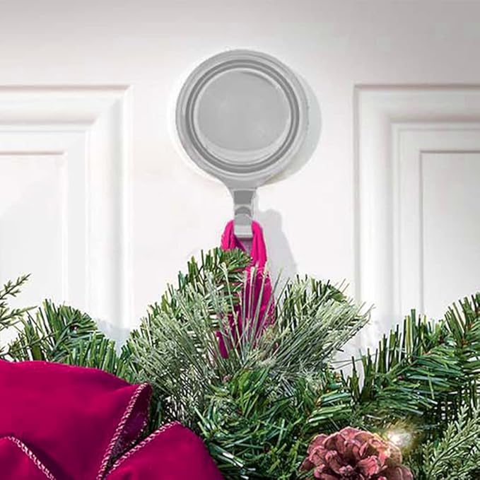 Haute Decor Attract® Pinch-Free Magnetic Wreath Hanger (Silver) - Set of 2 Magnets - for use on 1 Single-Pane Glass Door/Window or 2 Metal Doors/Surfaces