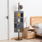 Dual Sided Hanging Shoe Organizer for Closet with Rotating Hanger Hanging Shoe Rack Holder with 24 Large Pockets (GREY-Clear Pockets)