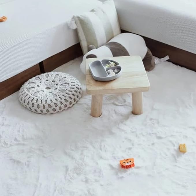 Ghouse Faux Rabbit Fur Round Rug 3ft White Round Rugs for Bedroom Decor Fluffy Area Rugs for Living Room, no-Shedding Carpet Sheepskin Washable Rug Rome Decor