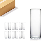 WGV Cylinder Vase Bulk, Diameter 5", Height 14", Clear Glass Floral Planter Container, Tall Centerpiece Arrangement for Wedding Party Event Home Office Decor, 12 Pieces