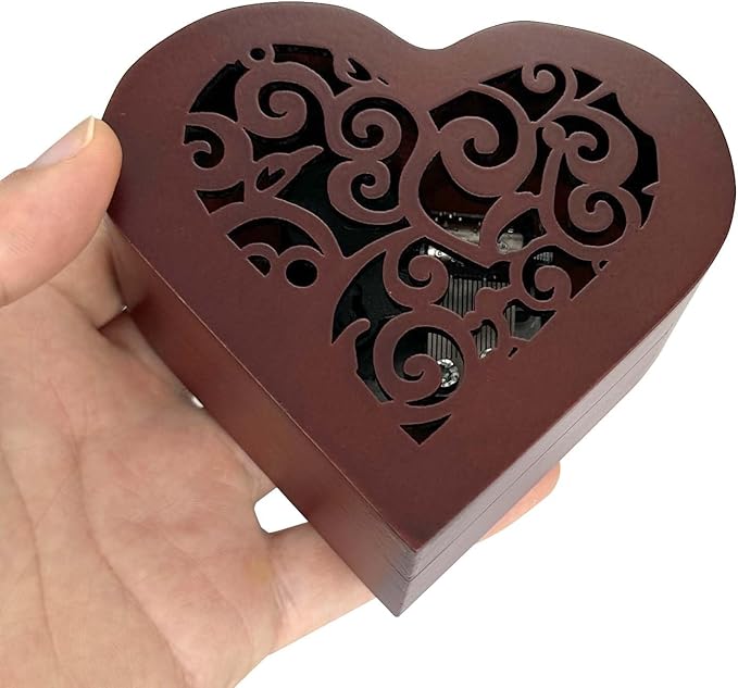 Pursuestar Bohemian Rhapsody-Queen Wind Up Music Box, Heart Shaped Vintage Wood Carved Mechanism Musical Gift for Lover Girlfriend Wife Husband Valentine's Day Mother's Day Christmas Anniversary